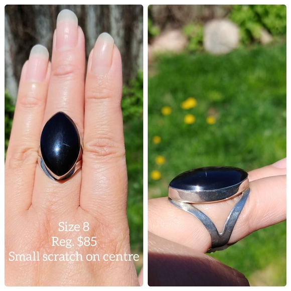 Black onyx sterling silver ring - new with tag - Picture 3 of 3